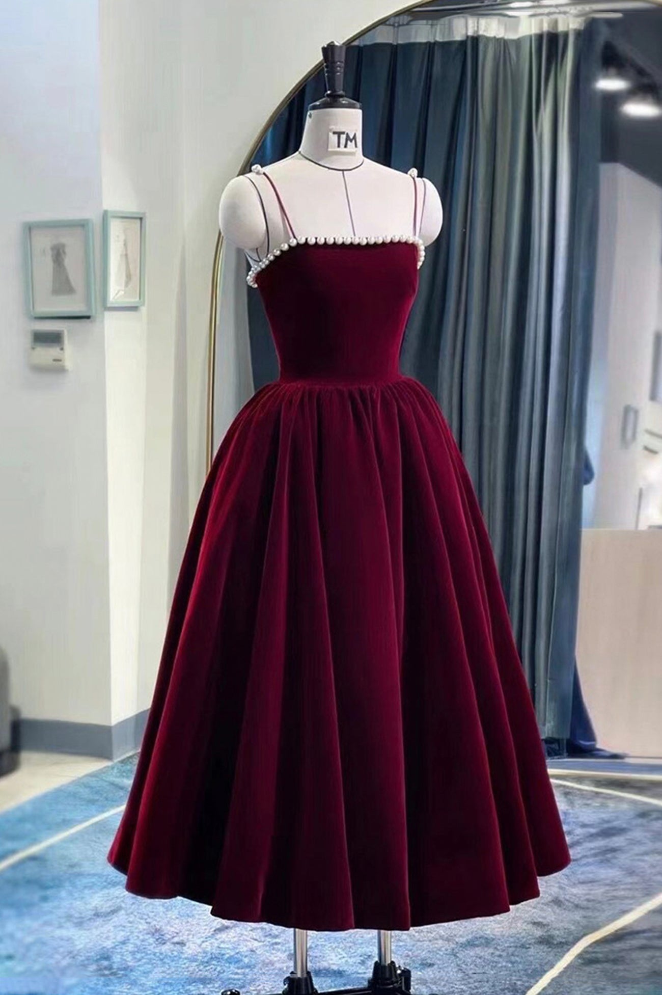 velour burgundy dress Burgundy Velvet V-Neck Bridesmaid Dress Sheath Floor-Length