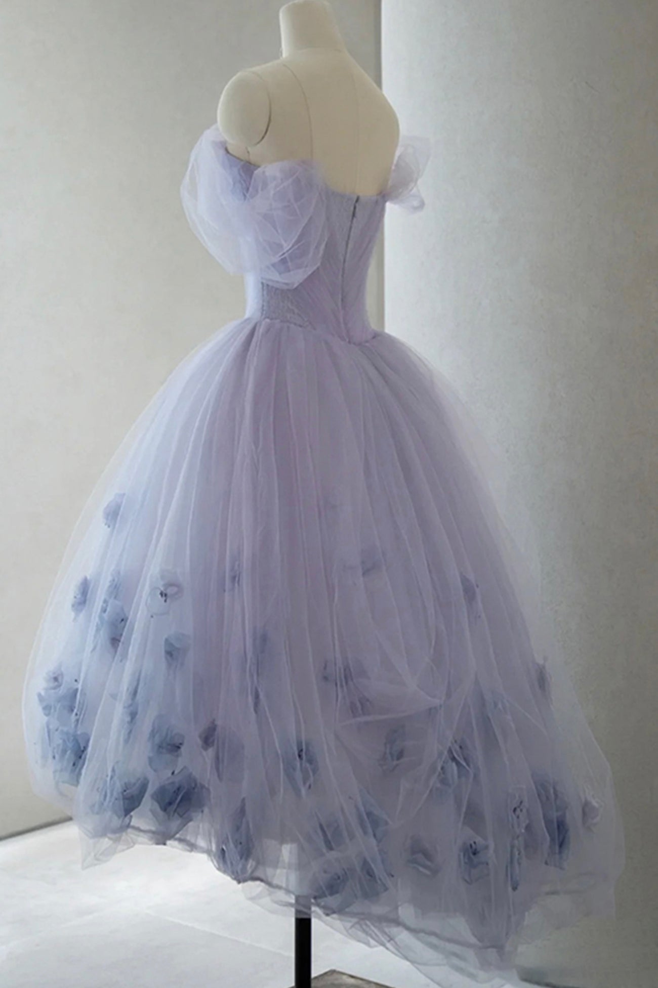 Purple Tulle Short Prom Dress, A-Line Off The Shoulder Party Dress US 8 / Purple Purple Tulle Short Prom Dress, A-Line Off The Shoulder Party Dress US 8 / Purple