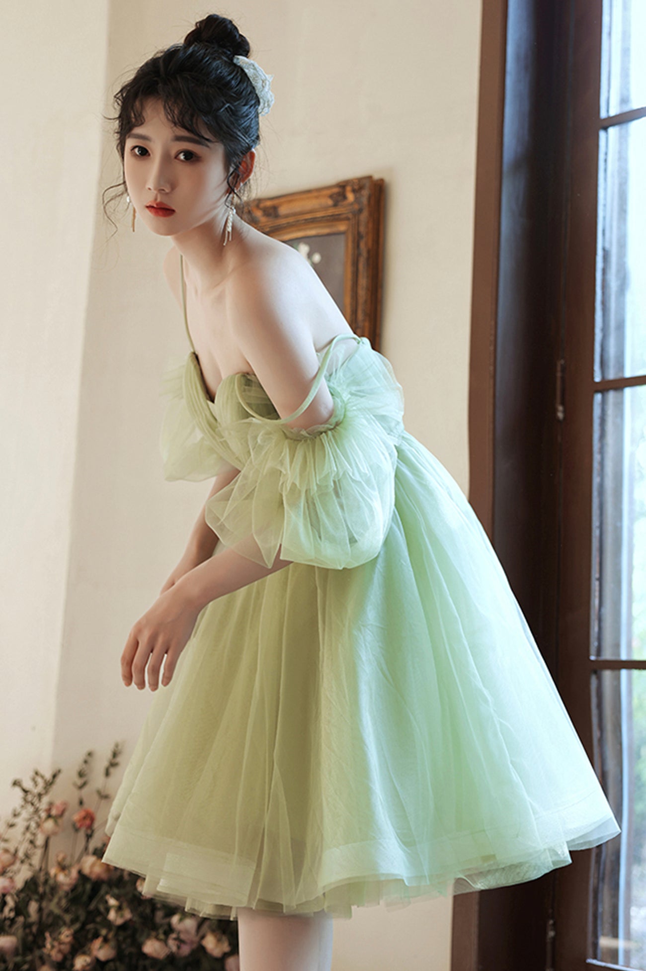 Green Tulle Short Prom Dress, Green Mini Party Dress US 6 / Green Green Tulle Short Prom Dress, Green Mini Party Dress US 6 / Green
