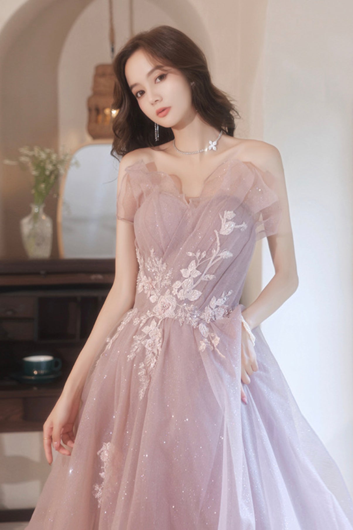 Pink Tulle Lace Long Prom Dresses, A-Line Evening Dresses US 16 / Pink Pink Tulle Lace Long Prom Dresses, A-Line Evening Dresses US 16 / Pink