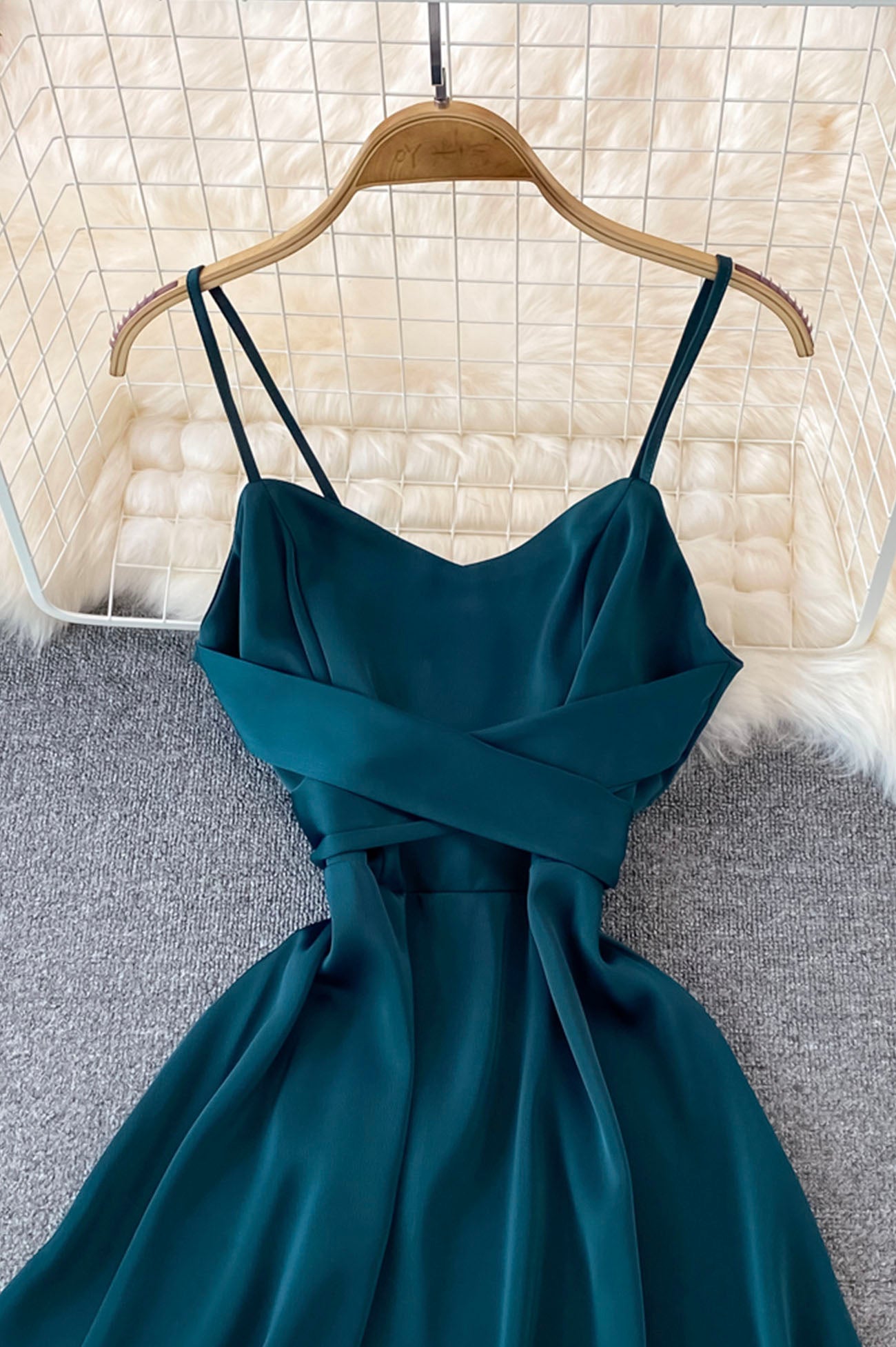 Cute Satin Short Dresses, A-Line Fashion Dresses M / Green Cute Satin Short Dresses, A-Line Fashion Dresses M / Green