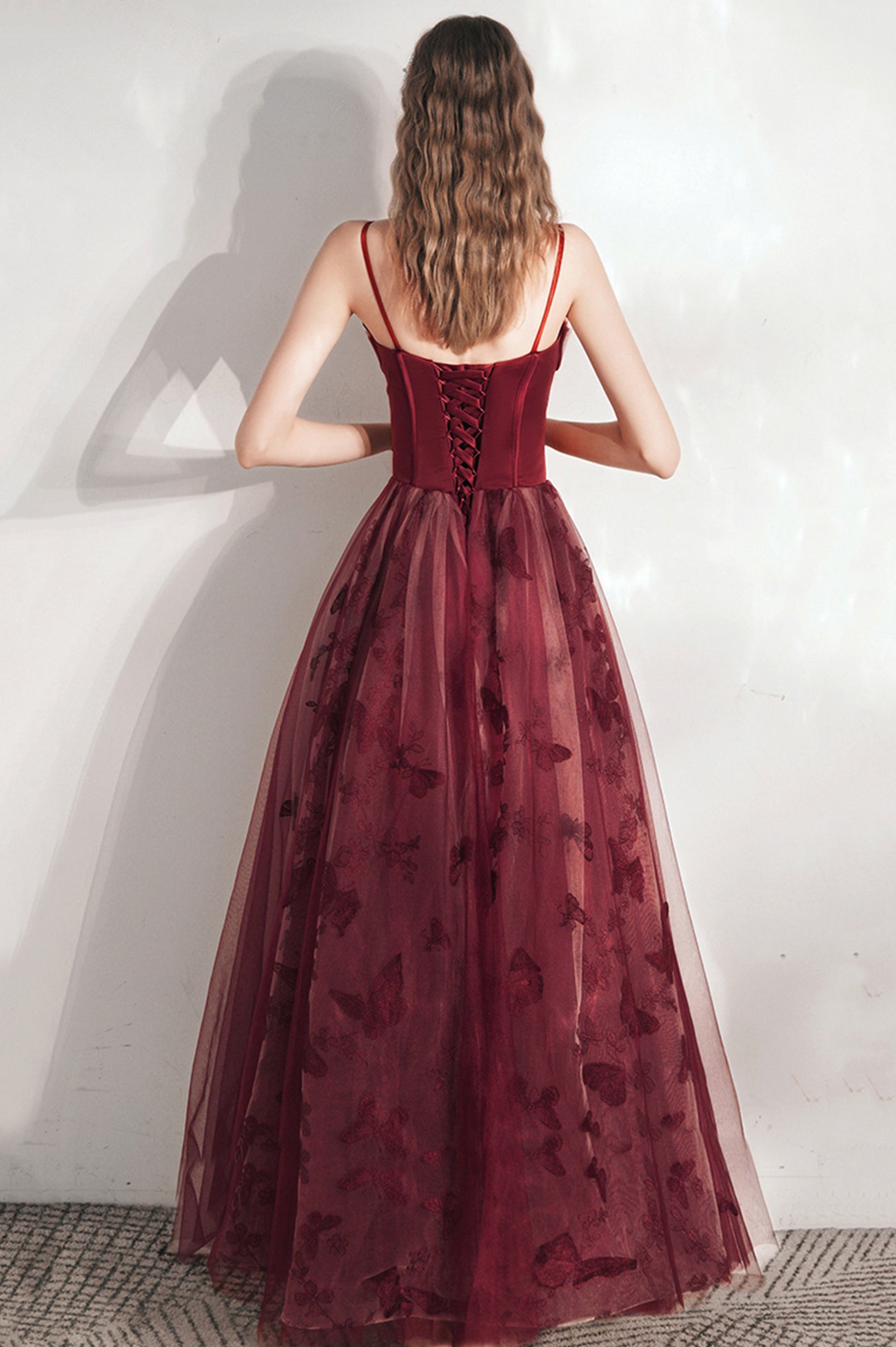 Burgundy A-Line Tulle Long Prom Dress, Burgundy Evening Party Dress US 8 / Burgundy Burgundy A-Line Tulle Long Prom Dress, Burgundy Evening Party Dress US 8 / Burgundy