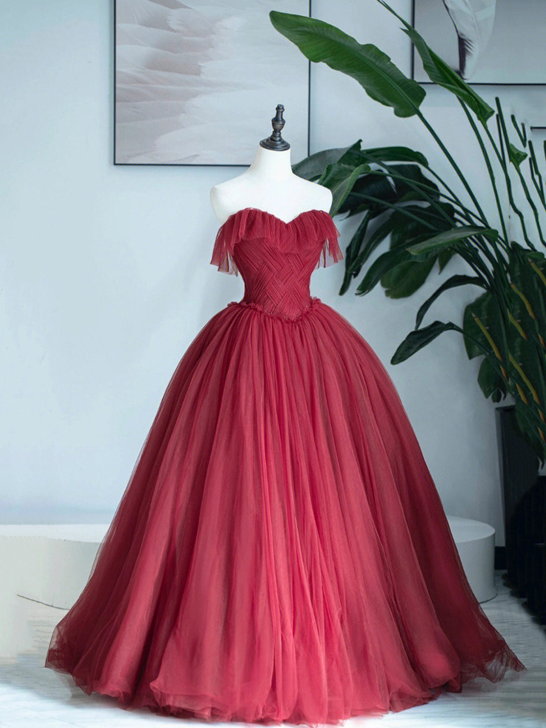 Burgundy Sweetheart Neckline Long Formal Dress, A-Line Strapless Eveni Loveydress Burgundy Sweetheart Neckline Long Formal Dress, A-Line Strapless Eveni Loveydress
