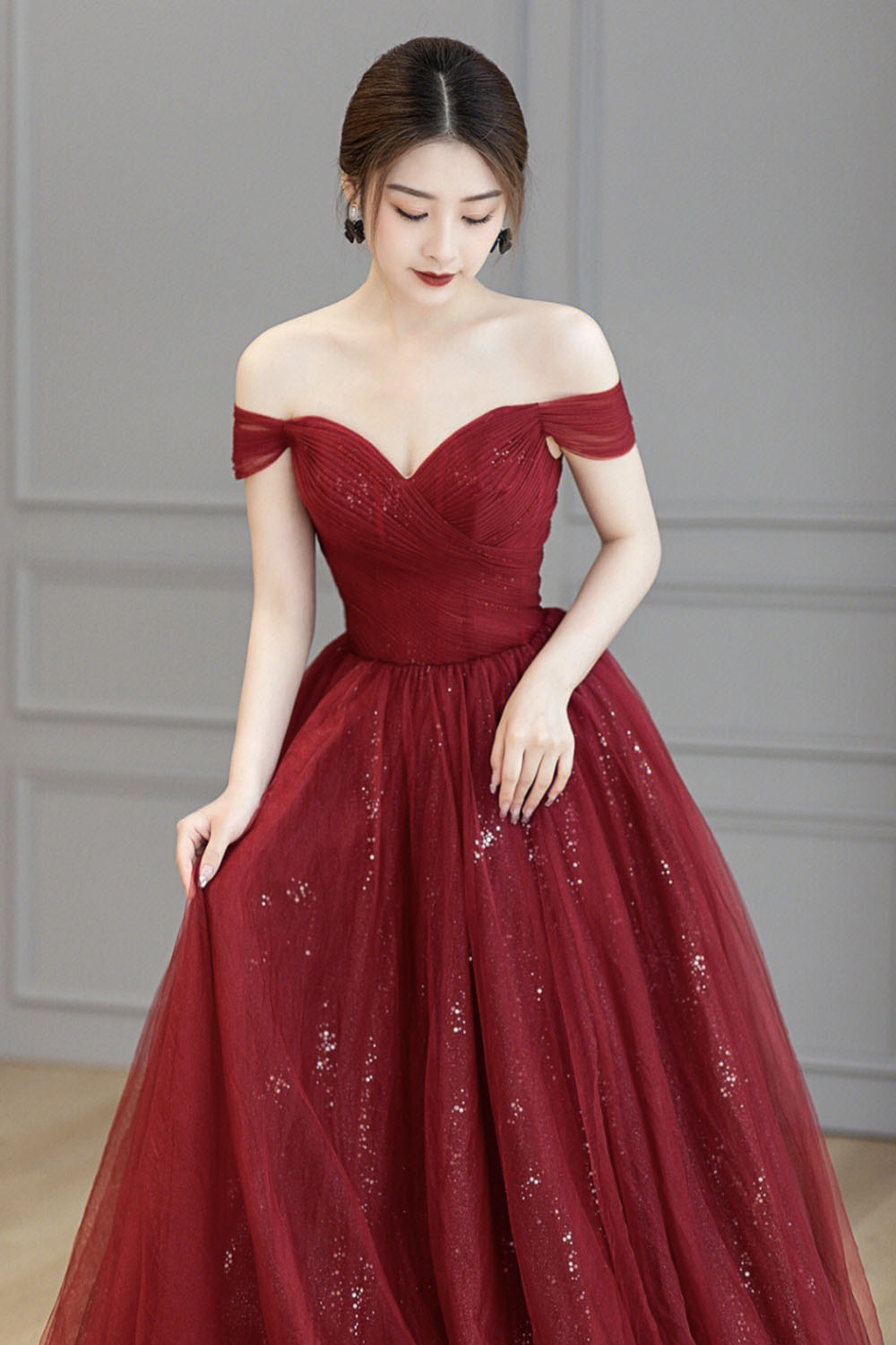 Plain Long Maroon Gown Red Formal Gown Maroon Beach Dress Lace Applique Evening Dress A-Line Plain Long Maroon Gown Red Formal Gown Maroon Beach Dress Lace Applique Evening Dress A-Line