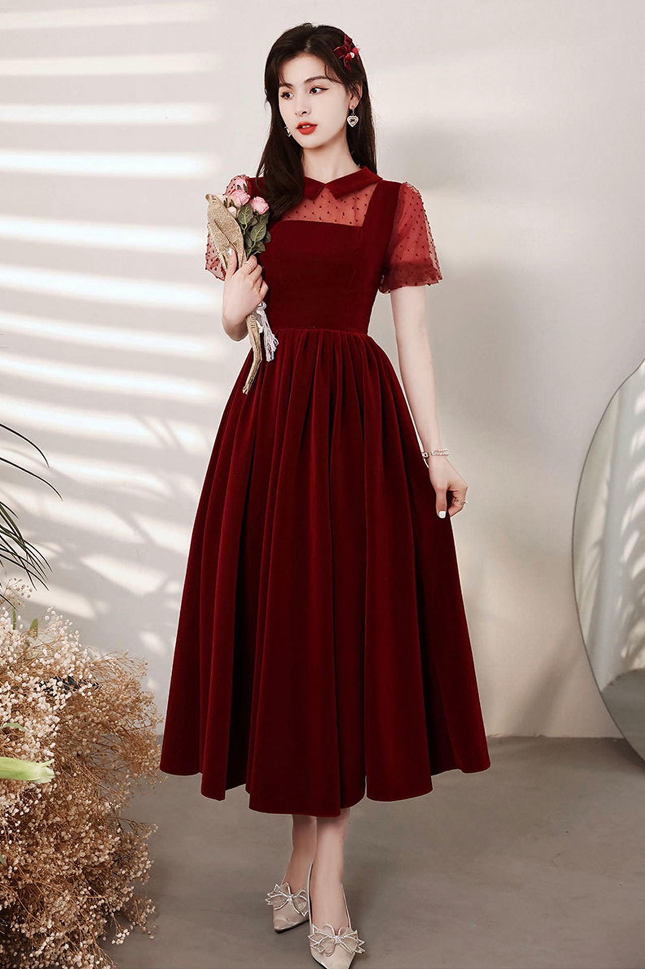 Burgundy Velvet Short Prom Dresses, A-Line Homecoming Dresses US 4 / Burgundy Burgundy Velvet Short Prom Dresses, A-Line Homecoming Dresses US 4 / Burgundy