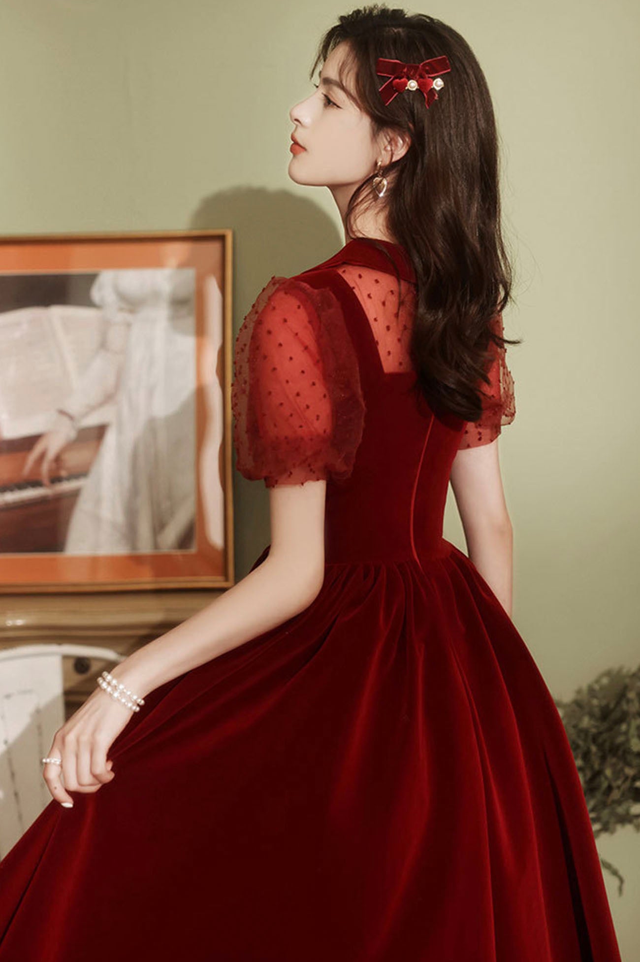 Burgundy Velvet Short Prom Dresses, A-Line Homecoming Dresses US 4 / Burgundy Burgundy Velvet Short Prom Dresses, A-Line Homecoming Dresses US 4 / Burgundy