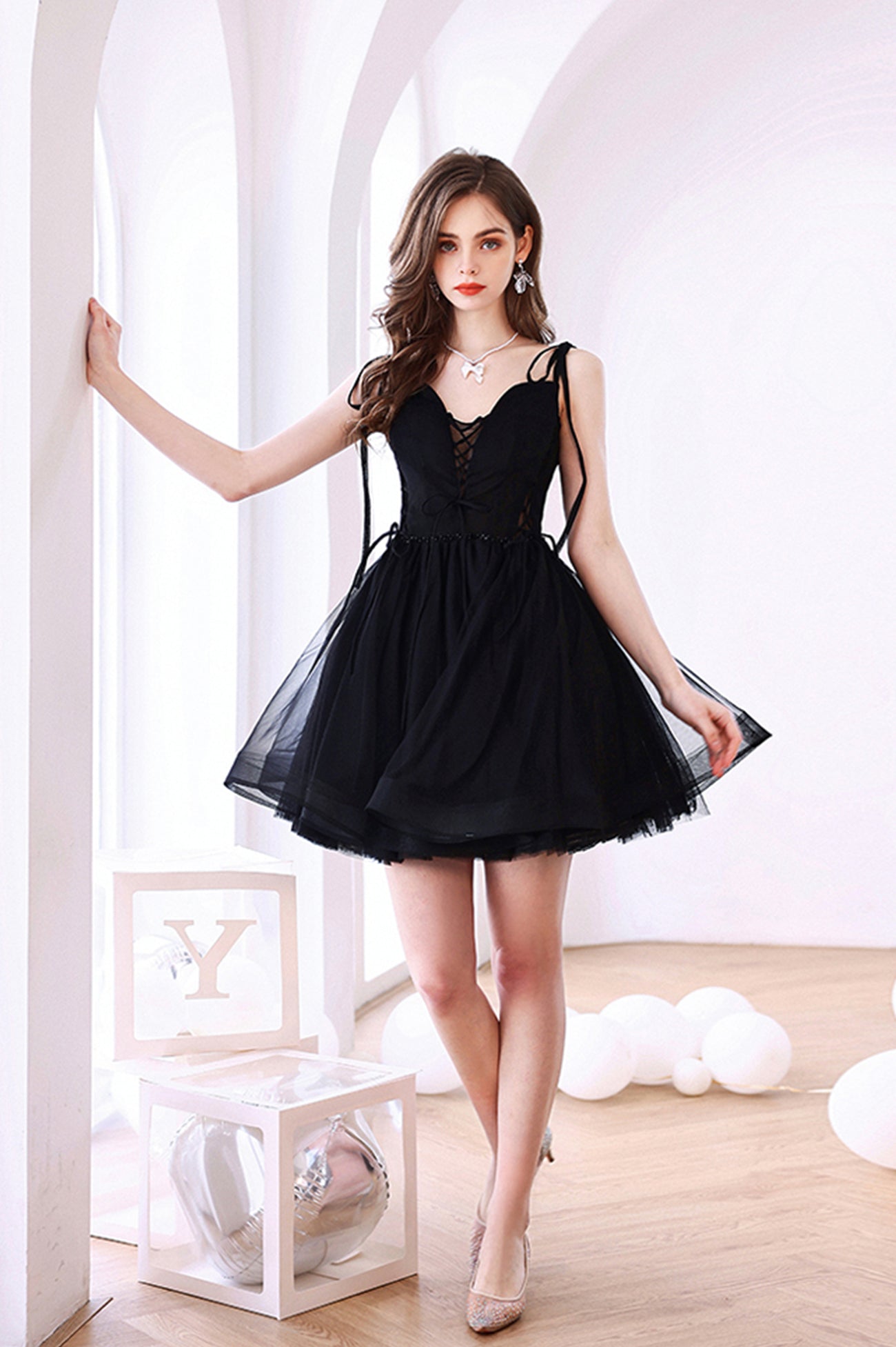 mini black prom dress Tulle Short A-Line Dress, Black Evening Party – Loveydress Color:Purple Amethyst Add some sparkle to Types of Dress Codes pack and go