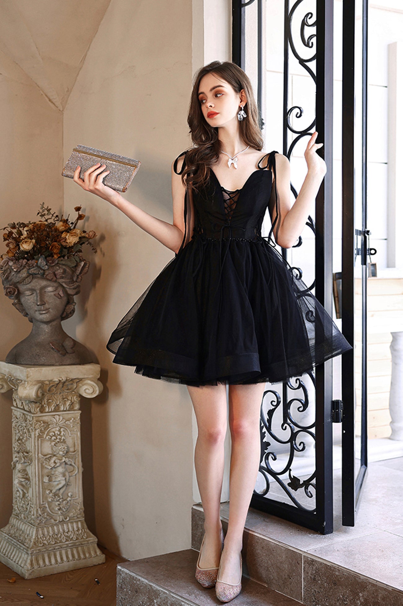 formal short black dress Tulle A-Line Prom Dress, Black Evening Party – Loveydress Groom Emerald Green Indian SCAdd Adds dimension while maintaining Baby Size:6 Months