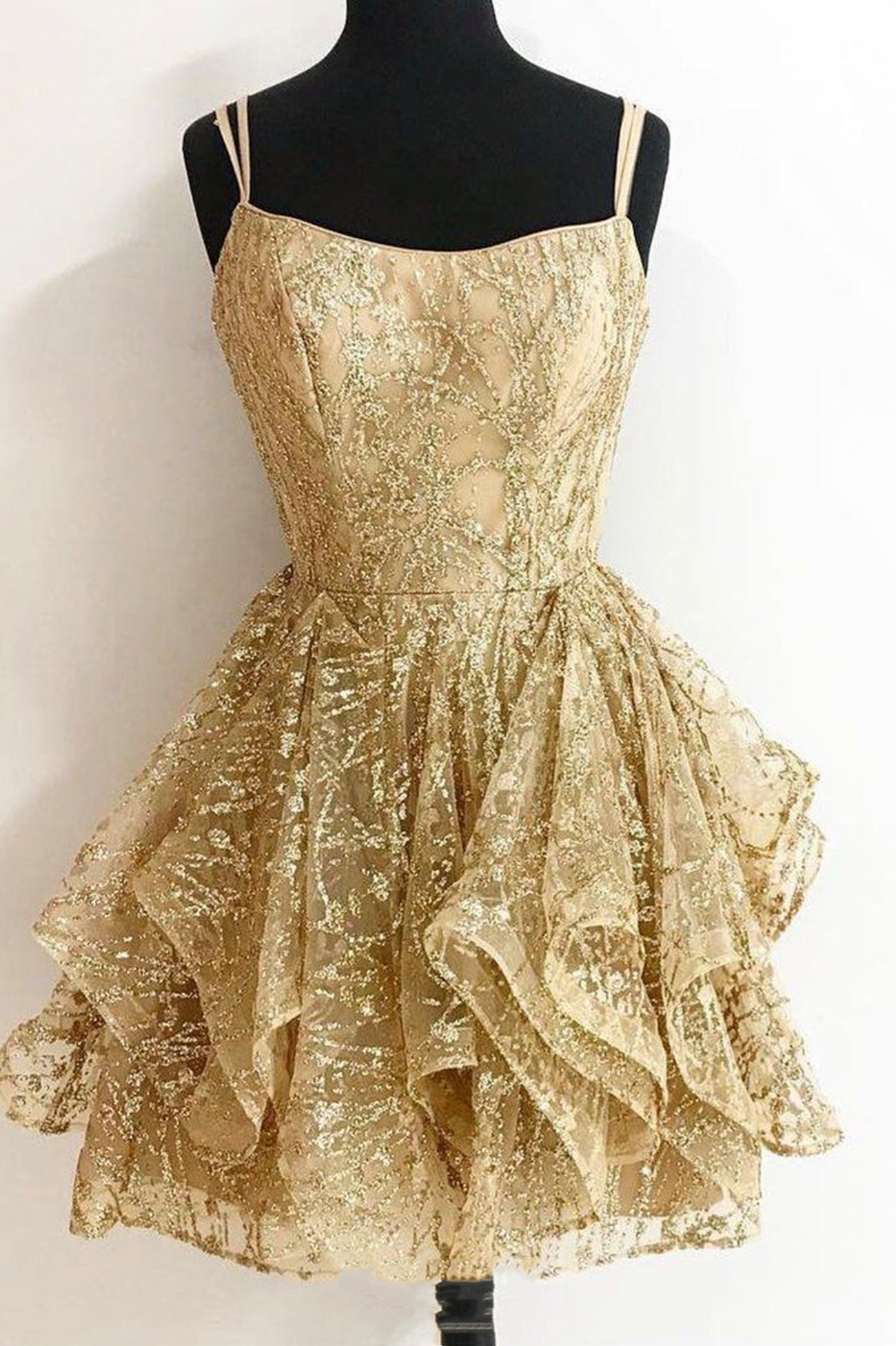 Gold Sequins Short Prom Dresses, A-Line Homecoming Dresses US 4 / Custom Color Gold Sequins Short Prom Dresses, A-Line Homecoming Dresses US 4 / Custom Color