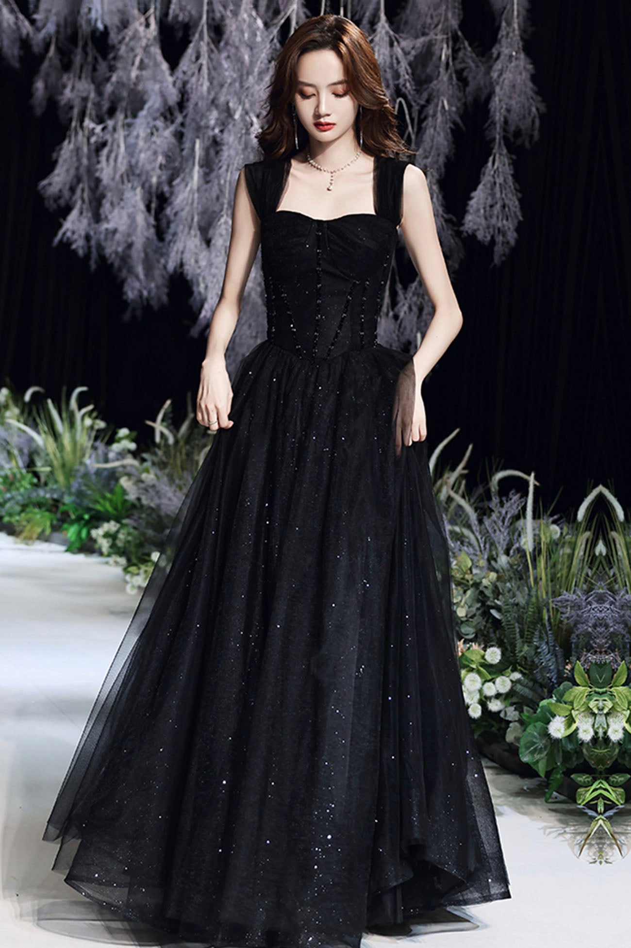 Black Tulle Long A-Line Evening Dress, Black Sweetheart Neck Prom Dress US 14 / Black Black Tulle Long A-Line Evening Dress, Black Sweetheart Neck Prom Dress US 14 / Black