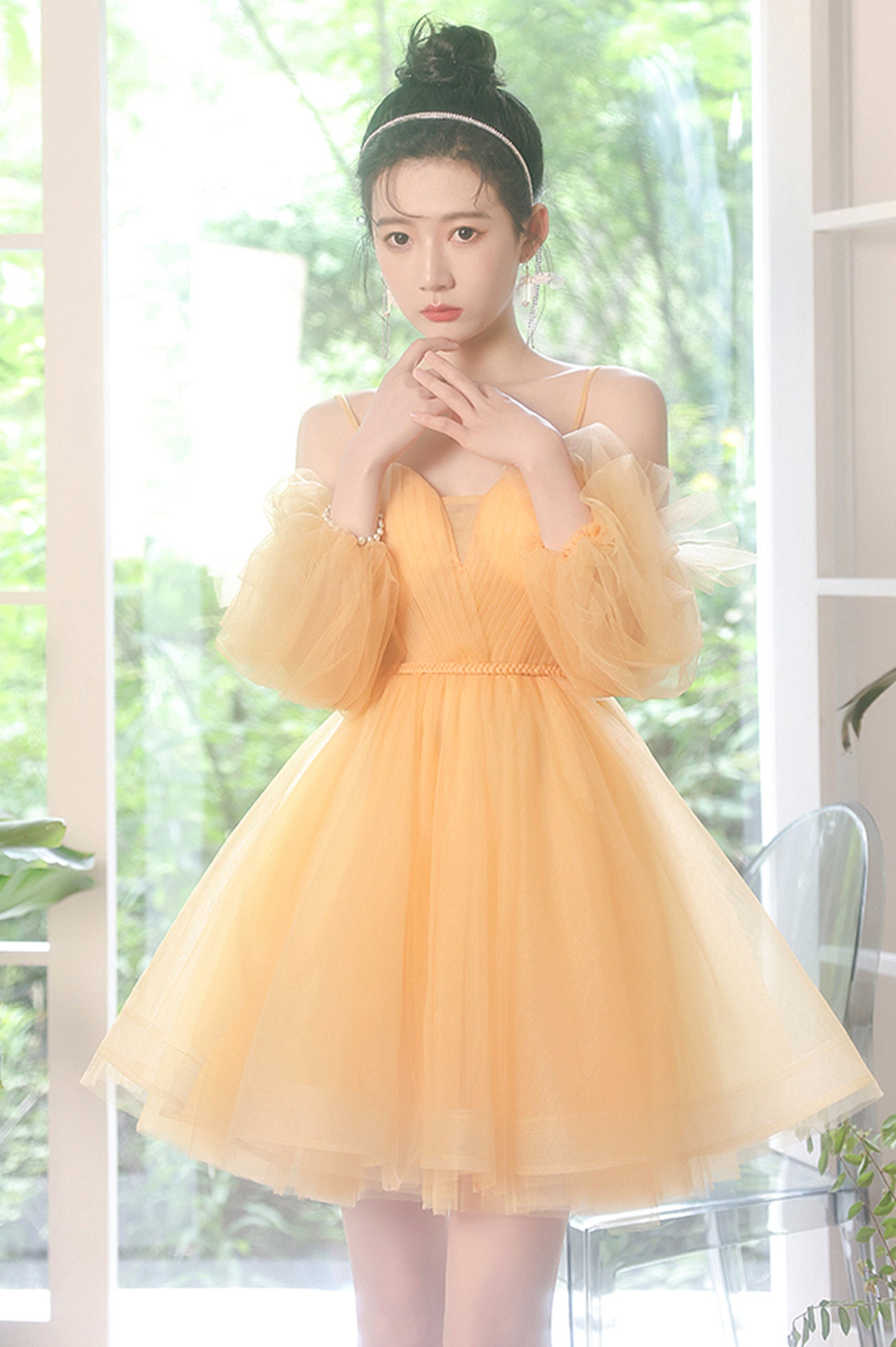 yellow short dress prom A Line V Neck Short Yellow Prom Homecoming Dresses, Short Yellow Forma Eip Collection