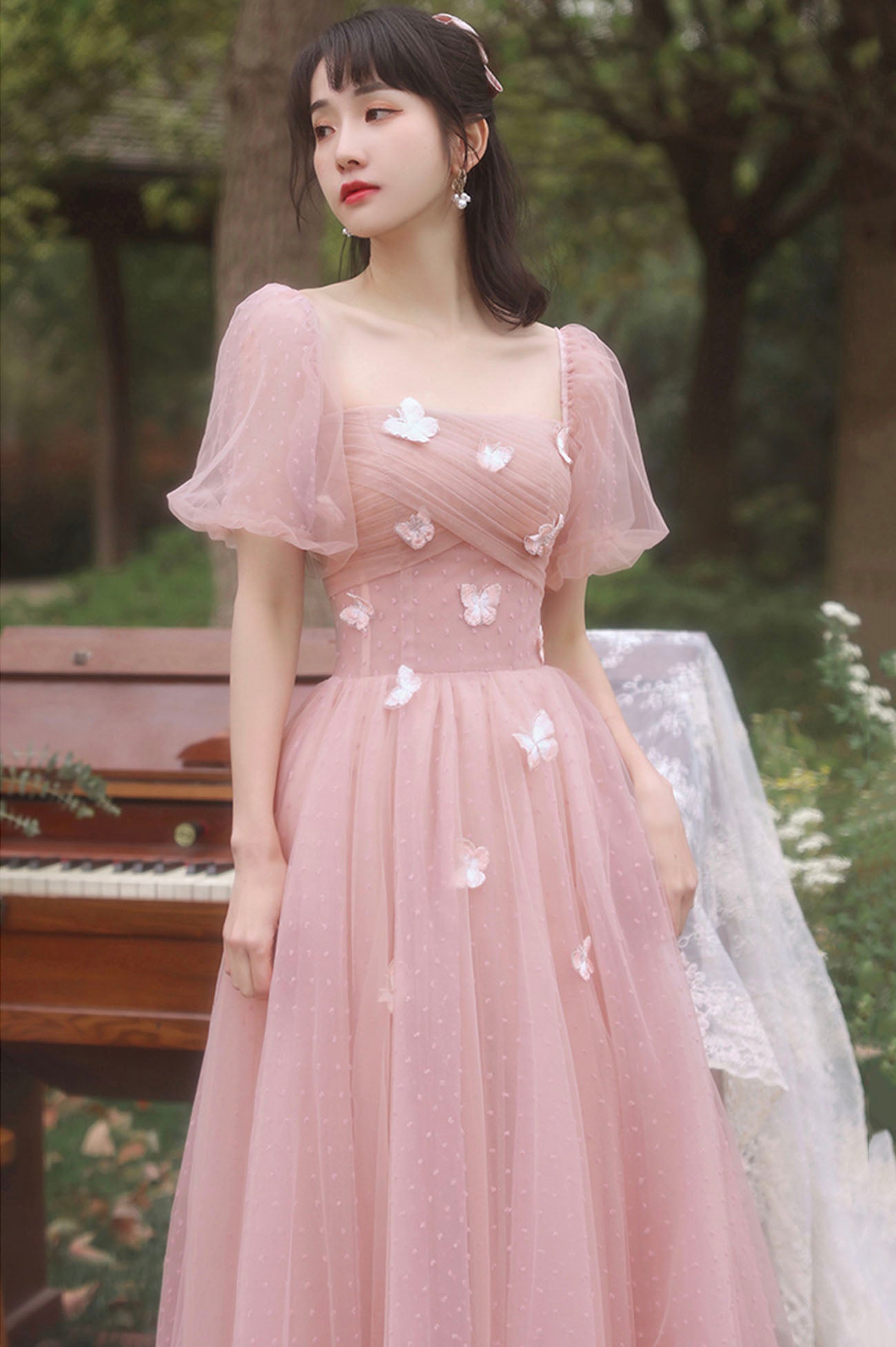 Pink Tulle Long Prom Dresses, Pink A-Line Tulle Party Dresses US 12 / Pink / C Pink Tulle Long Prom Dresses, Pink A-Line Tulle Party Dresses US 12 / Pink / C