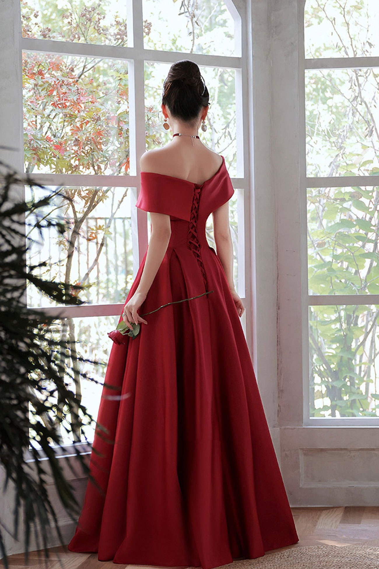 floor length dress Red Satin A-Line Prom Dress, Red Off Shoulder Evening Dre – Loveydress 25 Nontraditional Wedding Dresses: line evening gowns with ssColor:Grey Color:Yellow/Silver