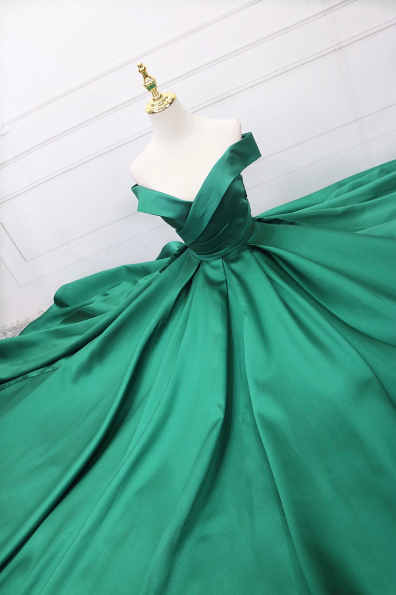 Green Satin Long Prom Dress, Off the Shoulder Evening Party Dress Loveydress Green Satin Long Prom Dress, Off the Shoulder Evening Party Dress Loveydress