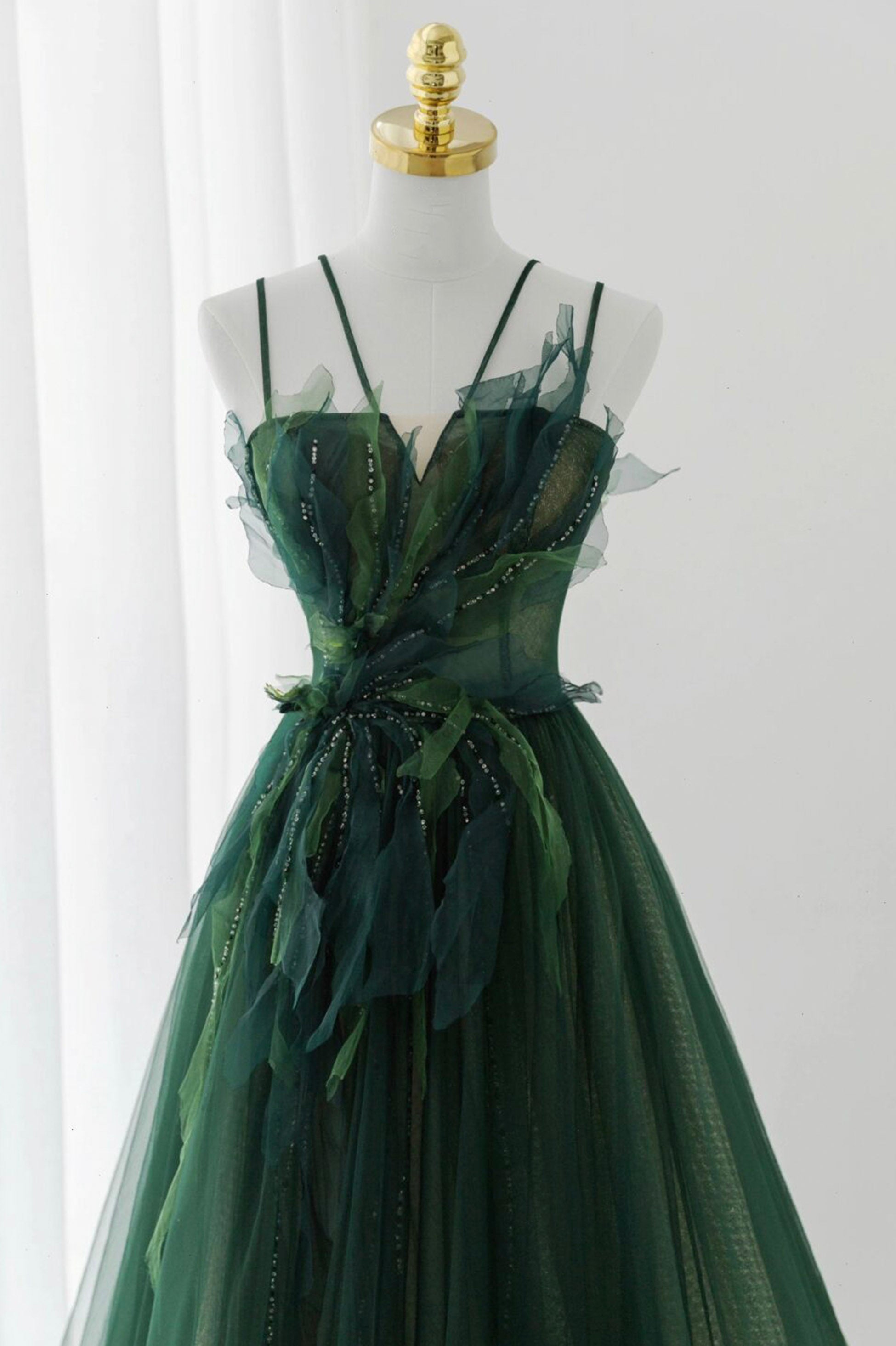 Green Tulle Long A-Line Prom Dress, Green Formal Evening Dress Loveydress Green Tulle Long A-Line Prom Dress, Green Formal Evening Dress Loveydress