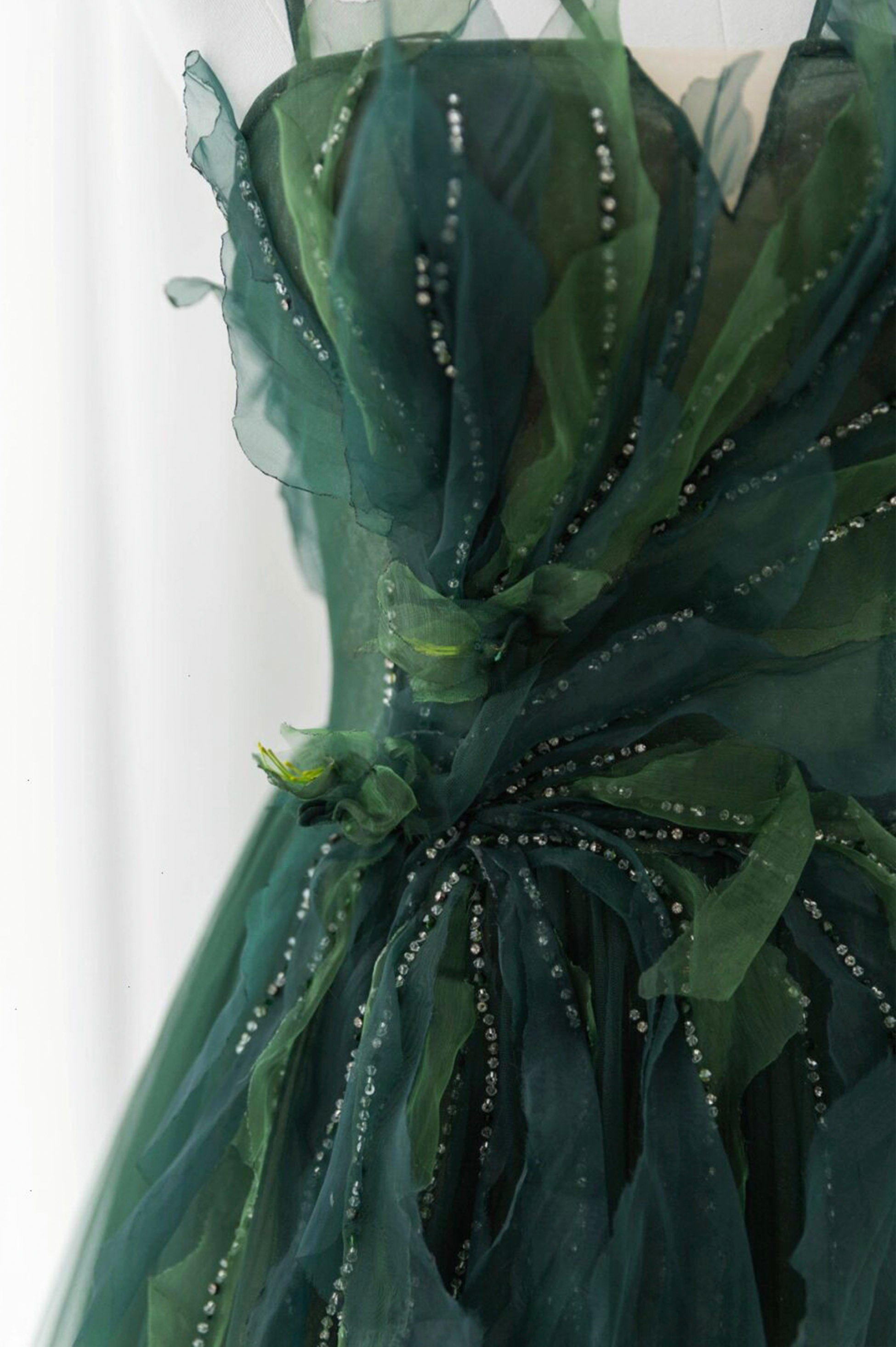 Green Tulle Long A-Line Prom Dress, Green Formal Evening Dress US 10 / Custom Color Green Tulle Long A-Line Prom Dress, Green Formal Evening Dress US 10 / Custom Color