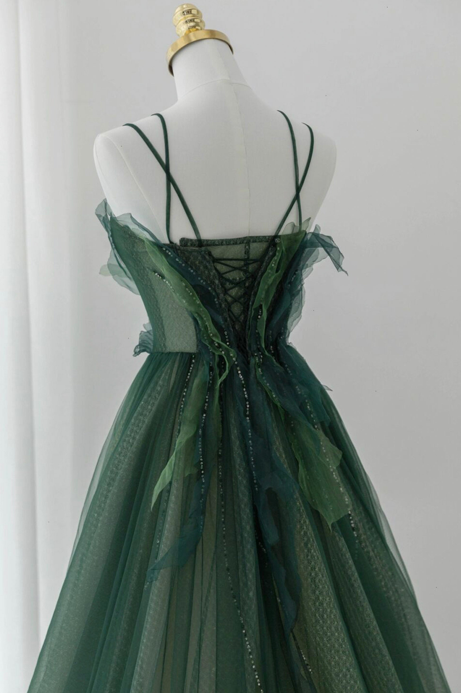 Green Tulle Long A-Line Prom Dress, Green Formal Evening Dress Loveydress Green Tulle Long A-Line Prom Dress, Green Formal Evening Dress Loveydress