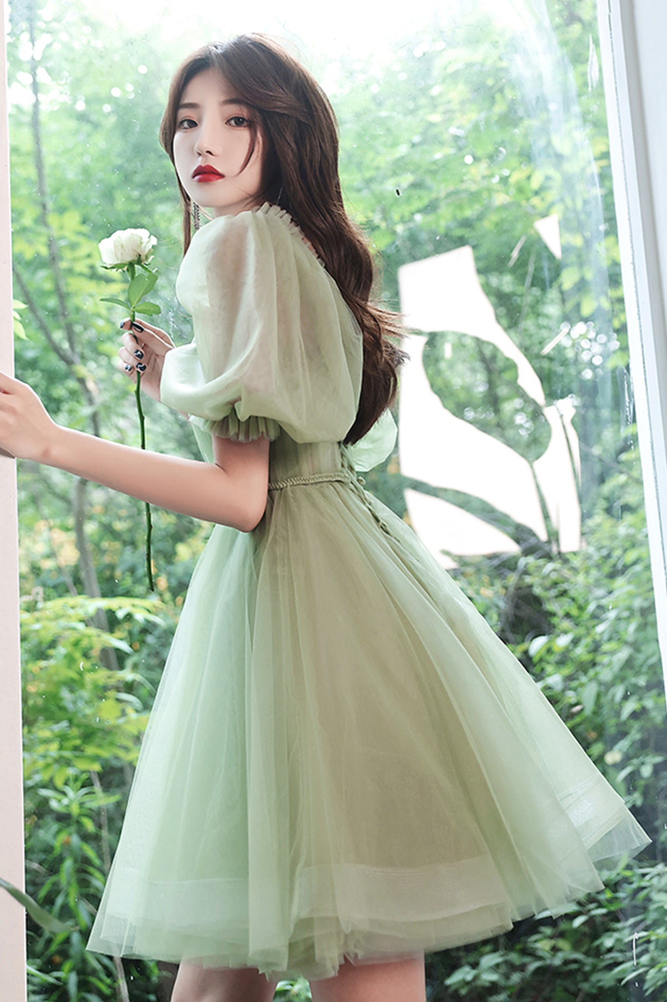 short green tulle dress Prom Dress, Green A-Line Short Sleeve Party US 6 / Green Size:6-8 year Dead Soxy Men's Nyx All eyes will be boudoirqueen