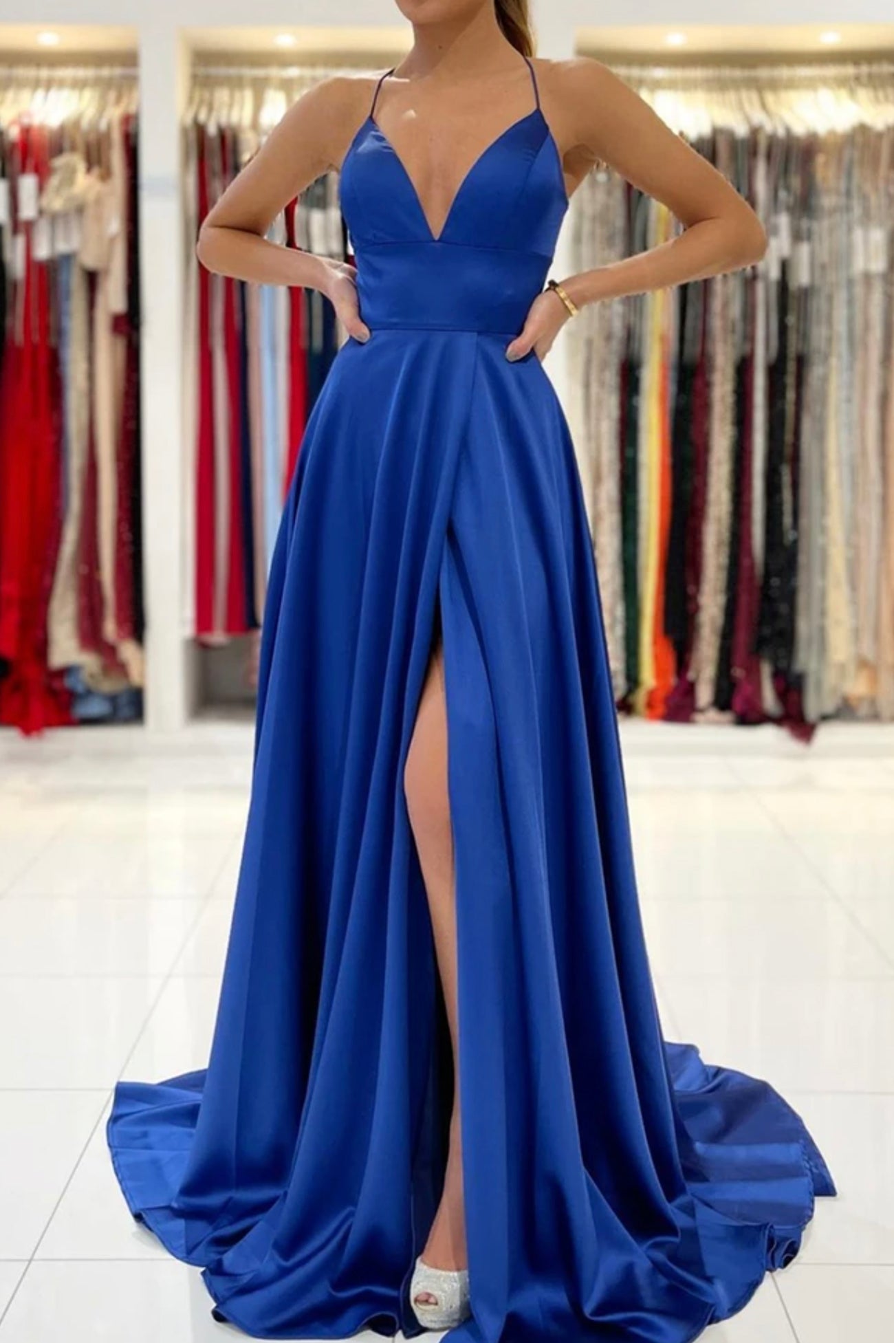 Mermaid Cheap Long Blue Dress Royal Blue Sequin Prom Dress A-Line Prom Dresses Side Split Mermaid Cheap Long Blue Dress Royal Blue Sequin Prom Dress A-Line Prom Dresses Side Split