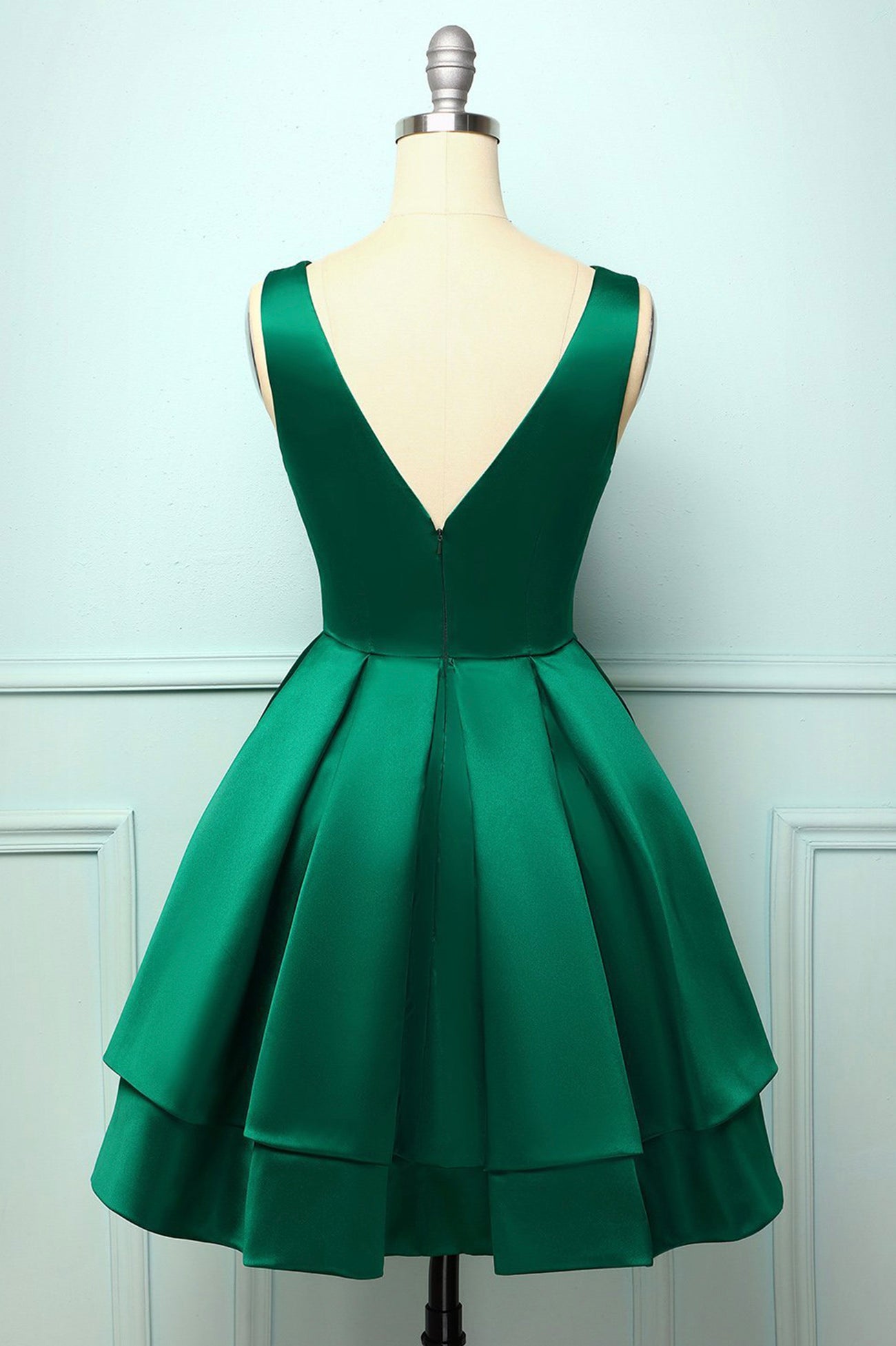 Green Satin Short Prom Dresses, A-Line Homecoming Dresses US 2 / Green