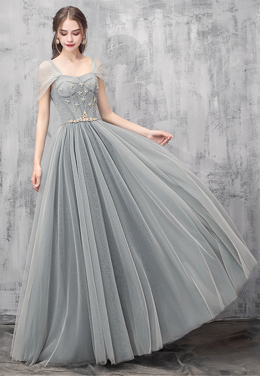 A-Line Tulle Long Prom Dresses, Off the Shoulder Evening Dresses Loveydress A-Line Tulle Long Prom Dresses, Off the Shoulder Evening Dresses Loveydress