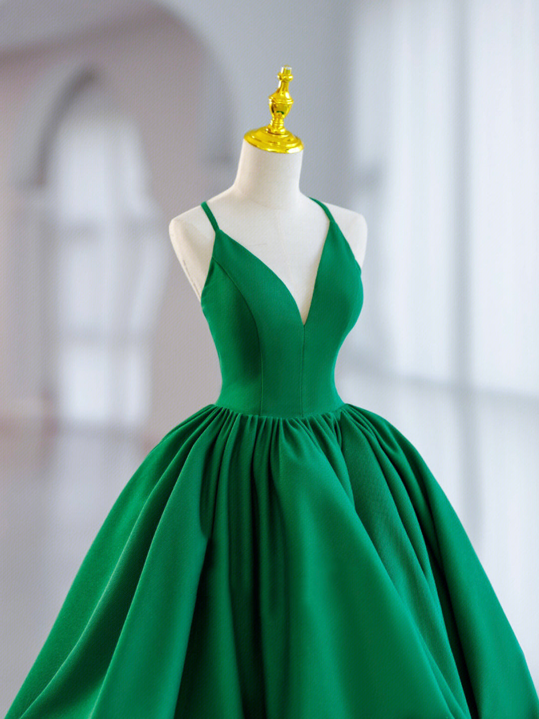 Green V-Neck Satin Short Prom Dress, A-Line Green Evening Dress US 6 / Custom Color Green V-Neck Satin Short Prom Dress, A-Line Green Evening Dress US 6 / Custom Color