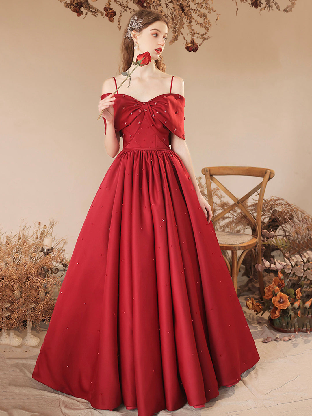 Floor Length Ebay Long Evening Gowns Off-Shoulder Satin Burgundy Prom Ball Gown With Pearl Accents, Floor Length Ebay Long Evening Gowns Off-Shoulder Satin Burgundy Prom Ball Gown With Pearl Accents,