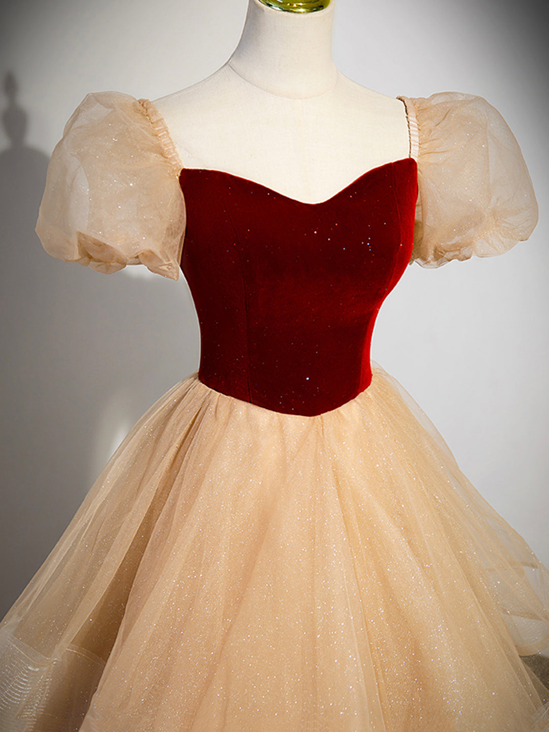 Cute Velvet Tulle Long Prom Dress, A-Line Short Sleeve Formal Dress Custom Size / Picture Color Cute Velvet Tulle Long Prom Dress, A-Line Short Sleeve Formal Dress Custom Size / Picture Color