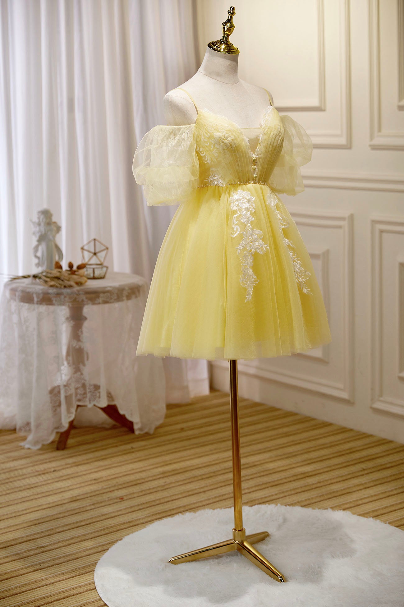yellow vintage prom dress Veaul 2026 Vintage Retro Yellow Beading Sequins Prom Dresses 2026 A-Line Princess Off-The-Shoulder