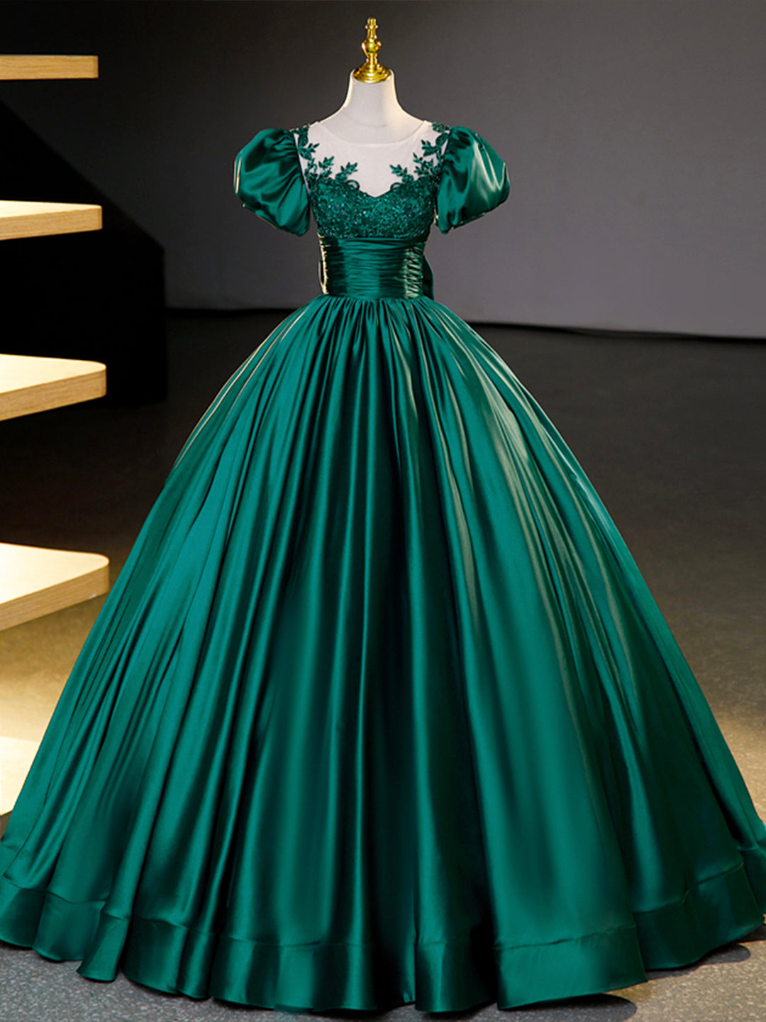 Vivienne Westwood Cocktail Dress Vintage Green Satin Lace Floor Length Formal Dress, Short Sleeve A-Line Evening Dress Custom Size Green Vivienne Westwood Cocktail Dress Vintage Green Satin Lace Floor Length Formal Dress, Short Sleeve A-Line Evening Dress Custom Size Green