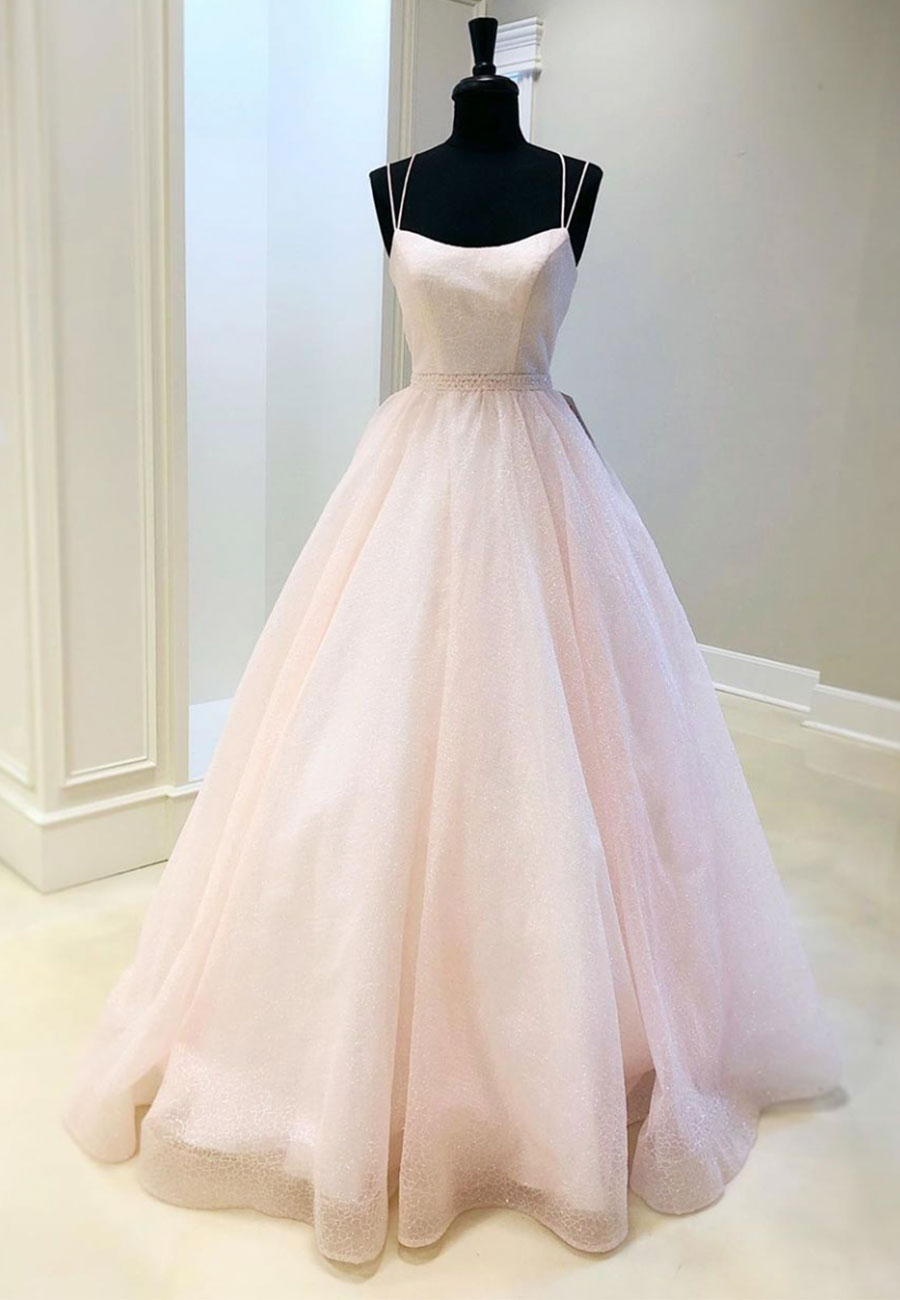Pink Tulle Long A-Line Prom Dresses, Pink Formal Graduation Dresses US 2 / Pink Pink Tulle Long A-Line Prom Dresses, Pink Formal Graduation Dresses US 2 / Pink